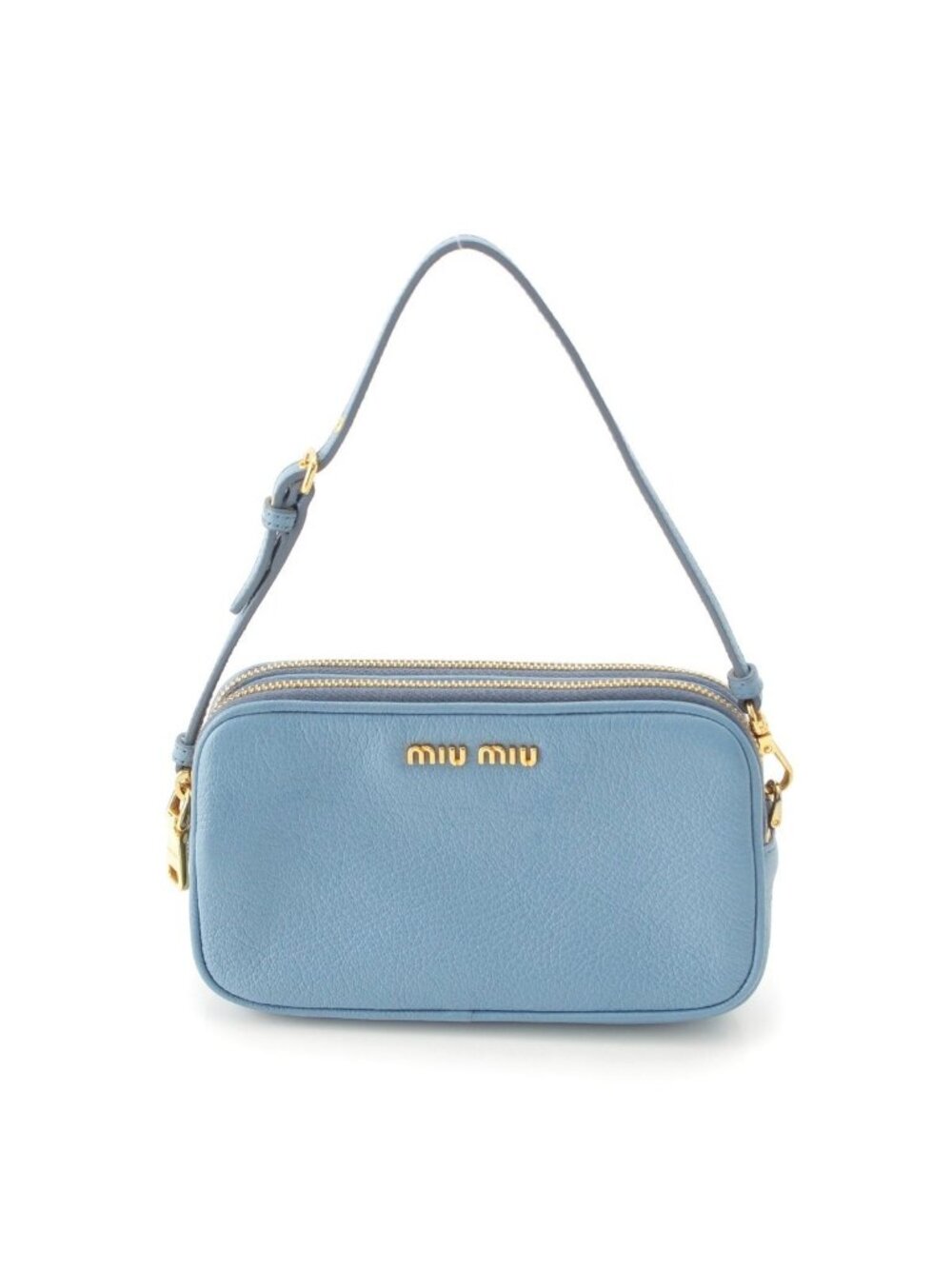 Miu Miu Madras Leather Pouch Light Blue